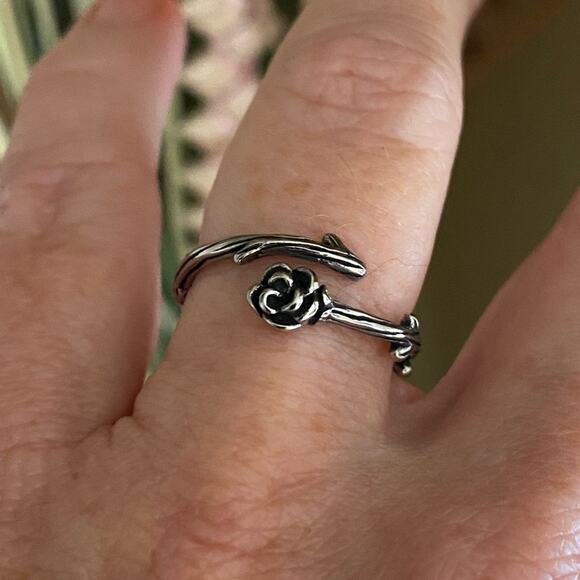 Stainless Steel Rose Thorn Vine Ring - Picture 3 of 4